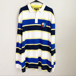 Tommy Hilfiger Blue and Yellow Striped Polo Shirt